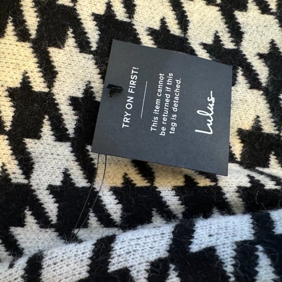 Lulus Truly Iconic Black and White Houndstooth Cardigan Sweater Dress - Picture 4 of 8